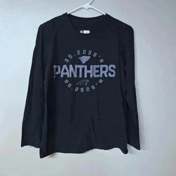 NFL Team Apparel Football Carolina Panthers Womens Crewneck Longsleeve Black - Picture 6 of 6